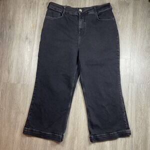 Pilcro Anthropologie Size 34 The Skipper High Rise Wide Leg Jeans Black Stretchy